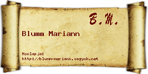 Blumm Mariann névjegykártya
