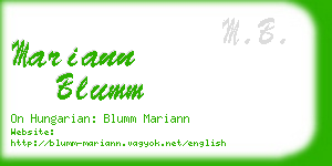 mariann blumm business card